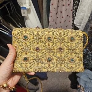 Vintage gold beaded evening bag